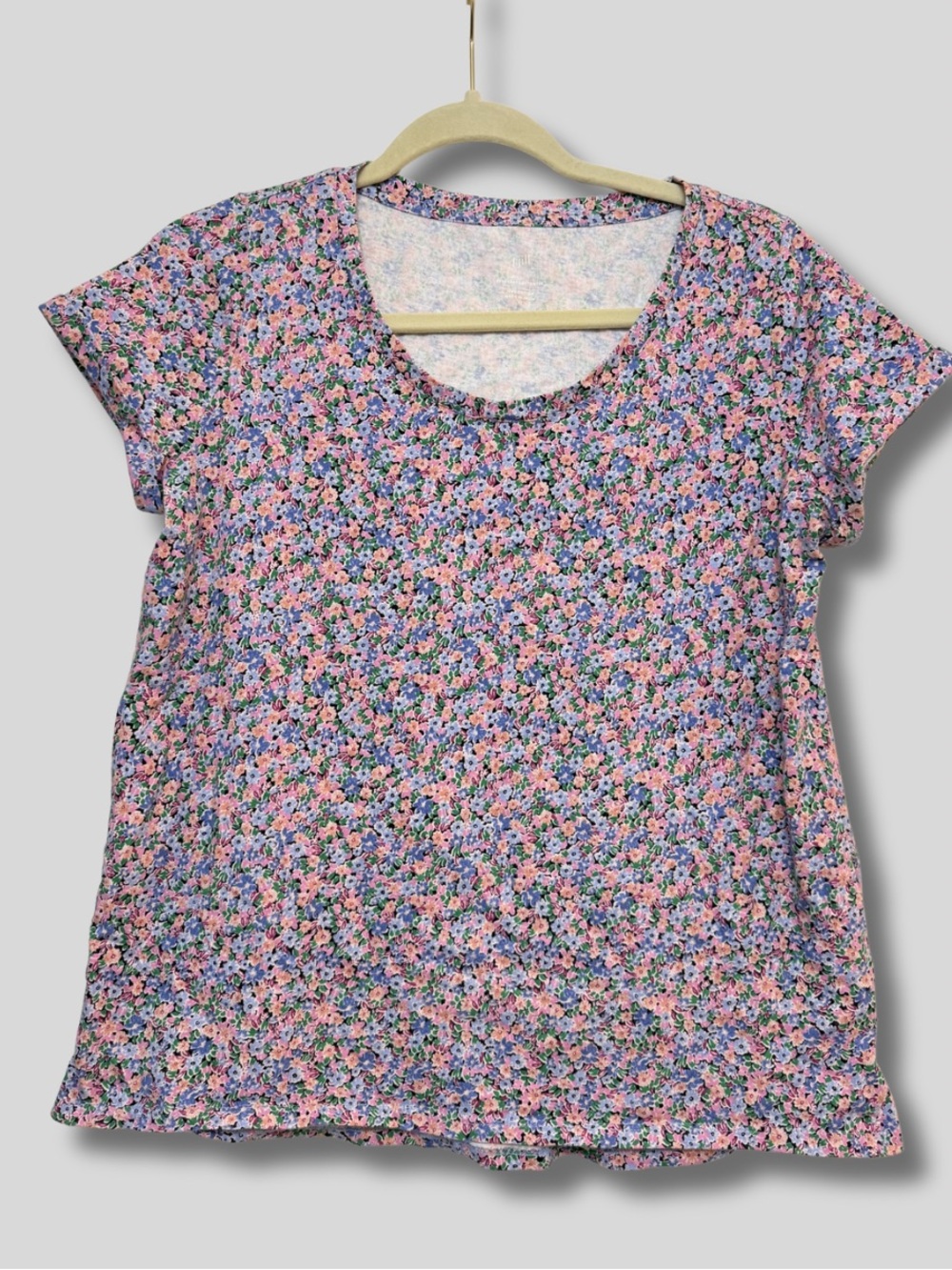 J. Jill Women's Floral Every Day Cotton Tee Short Sleeve 100% Cotton